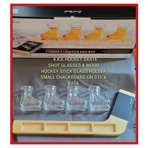 Final Touch Other - FINAL TOUCH ICE HOCKEY SHOT GLASSES WITH HOCKEY STICK GLASS HOLDER
